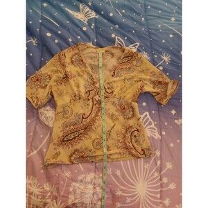 My Original y2k beige v neck paisley print Juniors size "Large" (small)